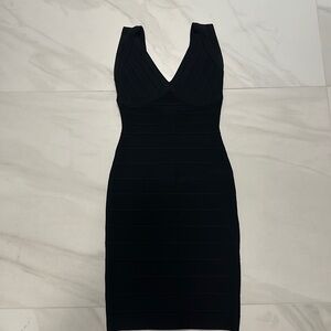HERVE LEGER BLACK CLASSIC MINI DRESS XS
